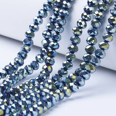 Electroplate Transparent Glass Beads Strands