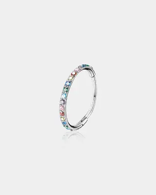 20G Purple CZ Hinged Segment Nose Ring - Colorful  CZ / 12mm