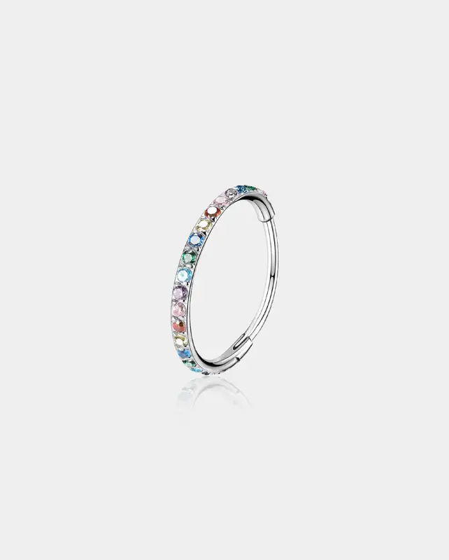 20G Purple CZ Hinged Segment Nose Ring - Colorful  CZ / 12mm