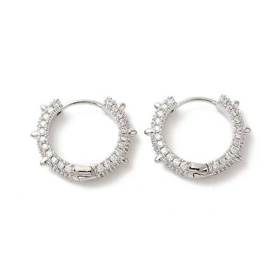 Brass Micro Pave Cubic Zirconia  Hoop Earrings