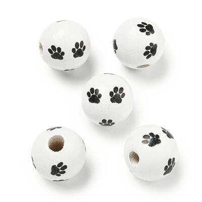 Printed Wood European Beads