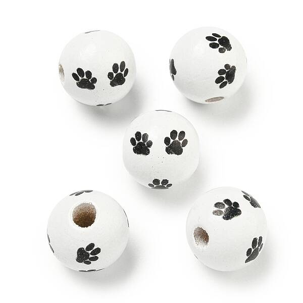 Printed Wood European Beads