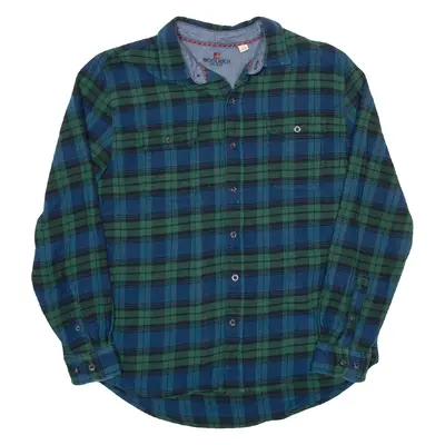 WOOLRICH Mens Flannel Shirt Green Check Long Sleeve L