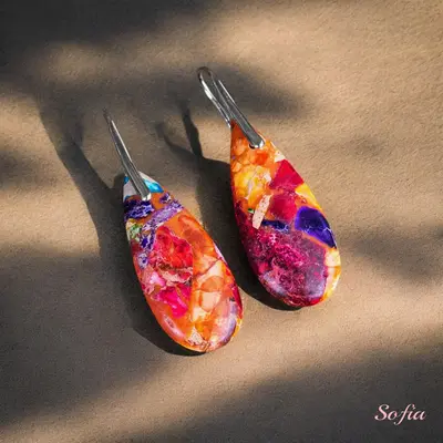 Crystal Droplet Dangle Earrings - Random Color - Healing Gemstone Drop Earrings, Bohemia Earrings, Spiritual Earring Gifts fo...