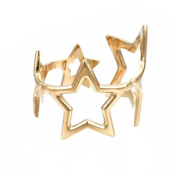 304 Stainless Steel Star Open Cuff Ring