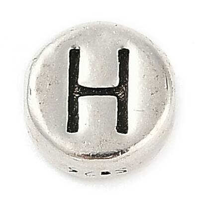 925 Sterling Silver Flat Round with Letter Beads
