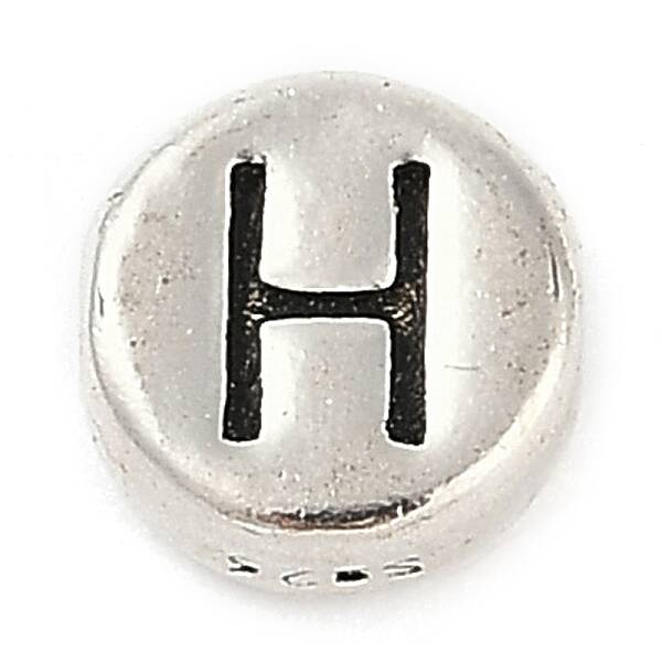 925 Sterling Silver Flat Round with Letter Beads