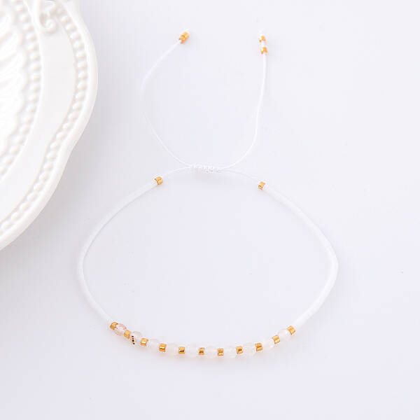 2mm Faceted Opalite Beaded Braided Adjustable Bracelets for Women