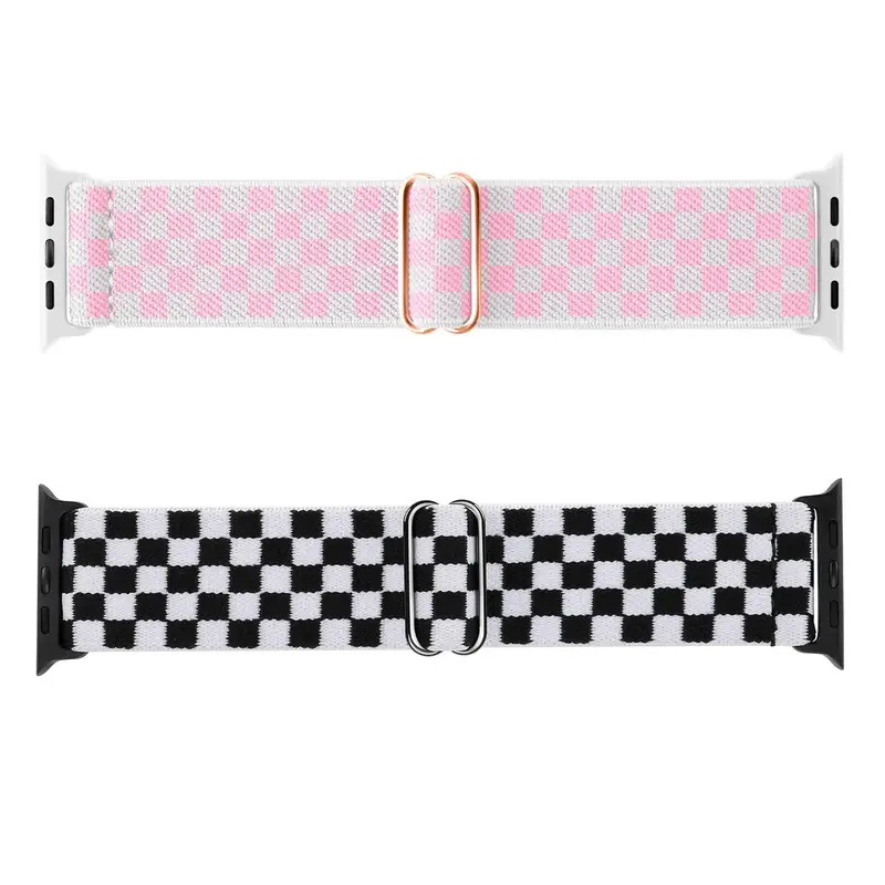 Stretchy Watch Band, 2 Counts/set Braided Nylon Watch Band for Apple Watch SE/iWatch Ultra/Ultra 2 Series 9 8 7 6 5 4 3 2 1