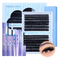 Mori&Coco Fluffy Lashes Kit with Lash Bond and Seal,Tweezers and Remover for DIY Eyelash at home for Natural Makeup