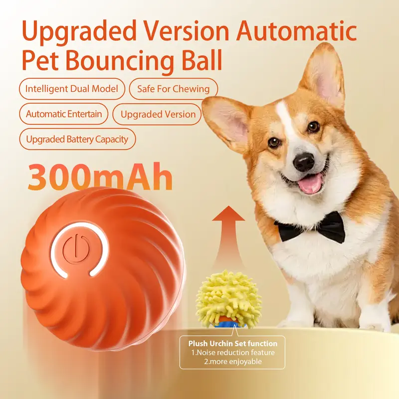 2025 Interactive Bouncing Ball for Dogs,A Rotating Stimulating Pet Entertainment,USB Rechargeable Dog Toy, Dog Electrig rive ...