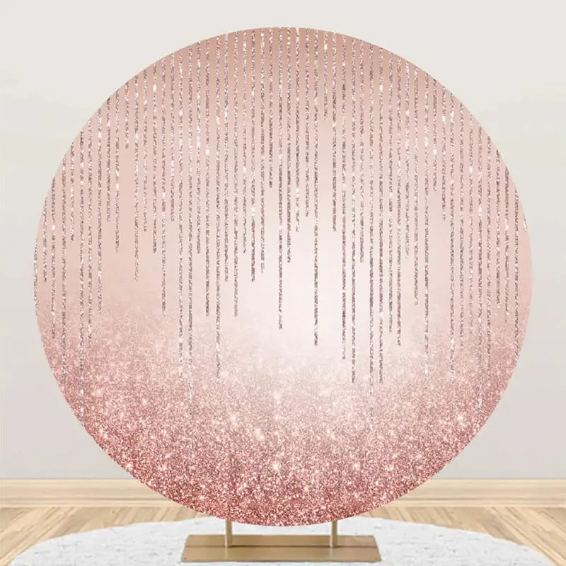 Round Simple Sparkling Rose Gold Birthday Backdrop - Aperturee