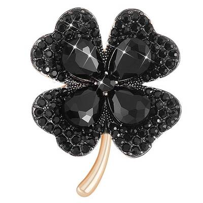 Cubic Zirconia Clover Brooch Pin