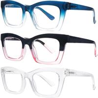 6 Pack Oprah Style Reading Glasses Square Computer Spring Hinge Readers for Women