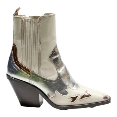 STRADIVARIUS Cowboy Boots White Synthetic Womens UK 4