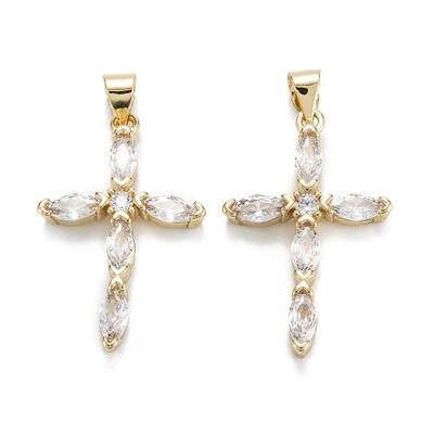 Brass Micro Pave Clear Cubic Zirconia Pendants