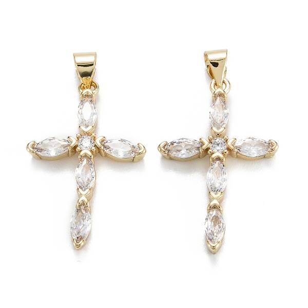 Brass Micro Pave Clear Cubic Zirconia Pendants