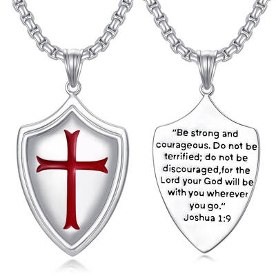 Sterling Silver Cross & Shield Pendant Necklace
