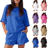 PLNOTME Womens 2 Piece Outfits Casual Oversized Cropped Sweatshirt and High Waist Running Shorts Tracksuit Sets