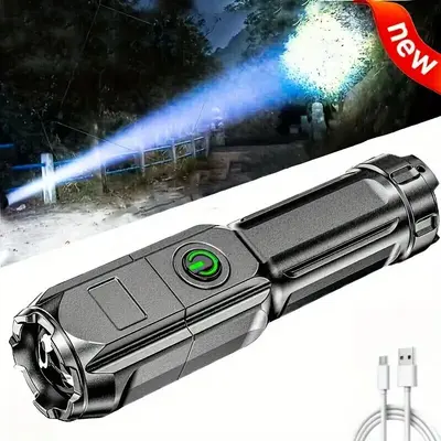 Summer USB Rechargeable Flash Light, Outdoor Flashlights, Portable LED Light, Retractable Outdoor Flash Lamp, Powerful Flash...