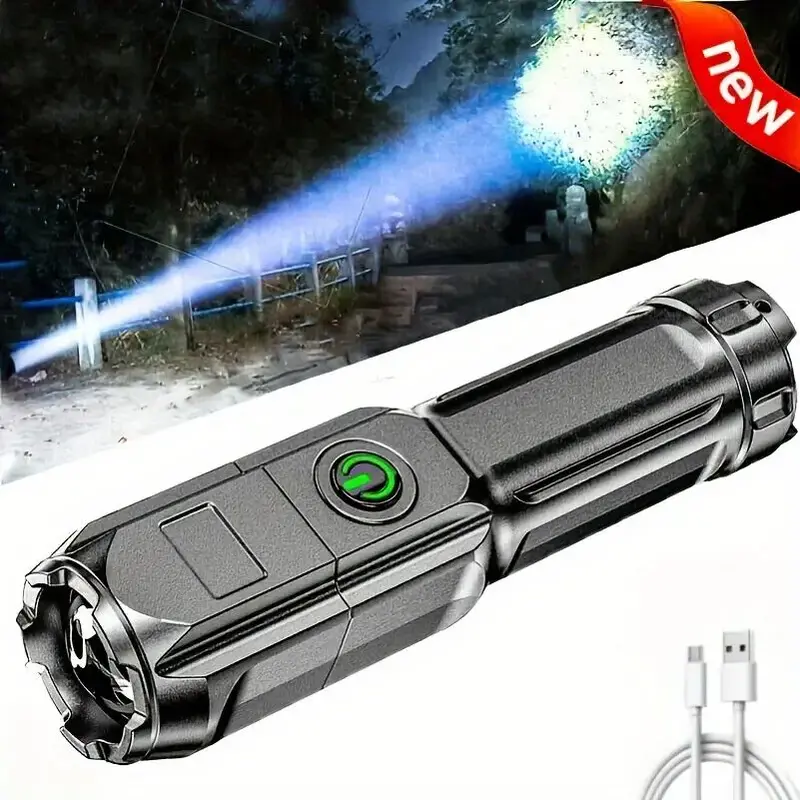 Summer USB Rechargeable Flash Light, Outdoor Flashlights, Portable LED Light, Retractable Outdoor Flash Lamp, Powerful Flash...
