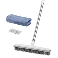 VEVOR Pet Hair Removal Broom, 58.46 in Adjustable Long Handle Carpet Rake, Rubber Broom with Built in Squeegee Reusable Dog C...