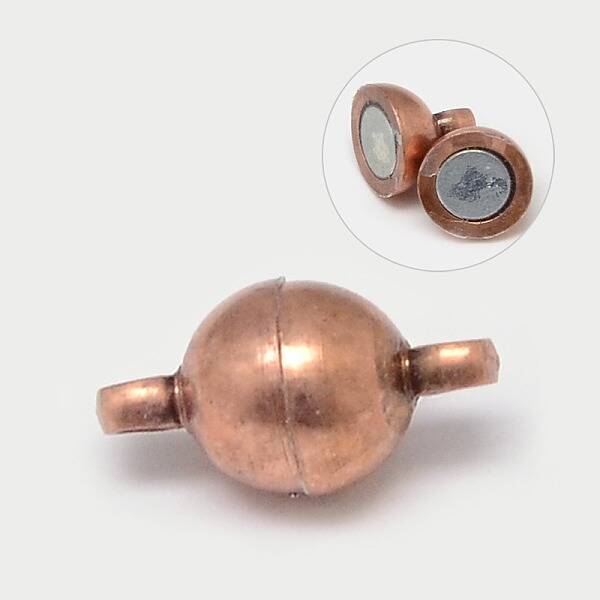 Round Brass Magnetic Clasps with Loops