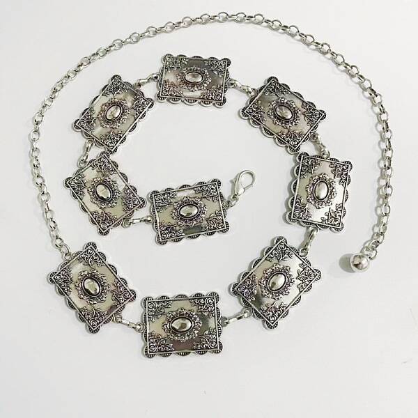 Tibetan Style Alloy Rectangle Link Chain Waist Belly Chains for Women