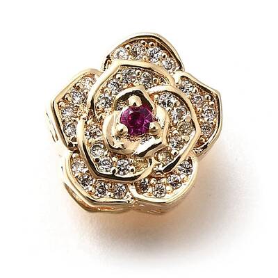 Brass Micro Pave Cubic Zirconia European Beads