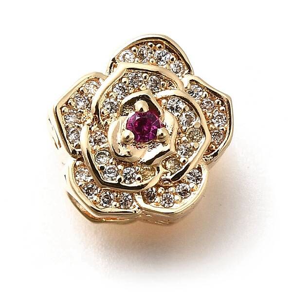 Brass Micro Pave Cubic Zirconia European Beads