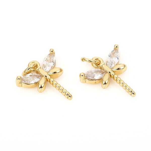 Brass Micro Pave Cubic Zirconia Charms
