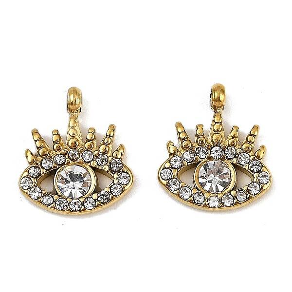 304 Stainless Steel Micro Pave Cubic Zirconia Charms