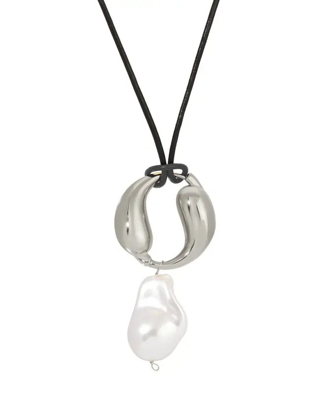 Vegan Spiral Drop Necklace | Metal Color: Silver