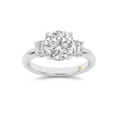 Moonbeam Three Stone Round Lab Grown Diamond Engagement Ring | 18K White Gold 3 1/2 CT. TW.
