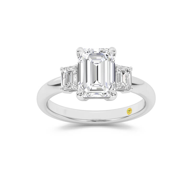 Moonbeam Three Stone Emerald Cut Lab Grown Diamond Engagement Ring | 10K White Gold 3 1/2 CT. TW.