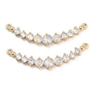 Brass Pave Clear Cubic Zirconia Connector Charms