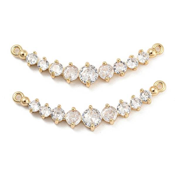 Brass Pave Clear Cubic Zirconia Connector Charms