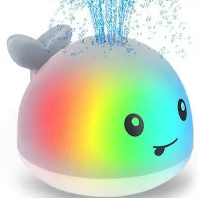 Whale Bath Toy Sprinkler, Glowing Water Play Toy, Changes Colors Automatically, Suitable for Kids Aged 3+, Christmas Birthday...