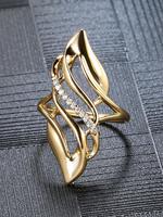 Fashion Rhinestone Decorated Copper Ring, Elegant Wedding Engagement Party Accessories for Women, Casual Jewelry for Party, D...