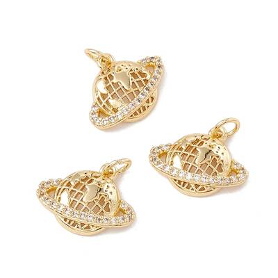 Brass Micro Pave Clear Cubic Zirconia Charms