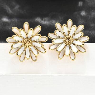 304 Stainless Steel Flowers Stud Earrings for Women