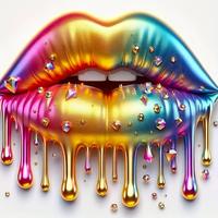Neon 5D DIY Diamond Arts Colorful Painting Kit, 1 Set Colorful Lip Pattern Diamond Arts Colorful Painting without Frame, Hand...