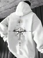 Men's Landscape Print Drop Shoulder Thermal Lined Hoodie, Fashion Casual Cozy Regular Fit Drawstring Pocket Design Hooded Swe...