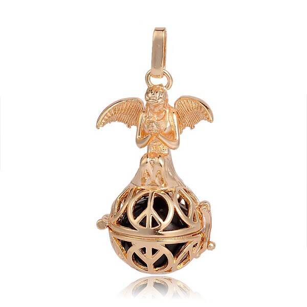 Golden Plated Brass Hollow Round Cage Pendants