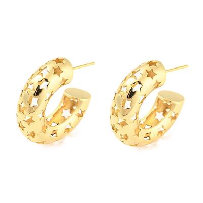 Rack Plating Brass Hollow Star Stud Earrings