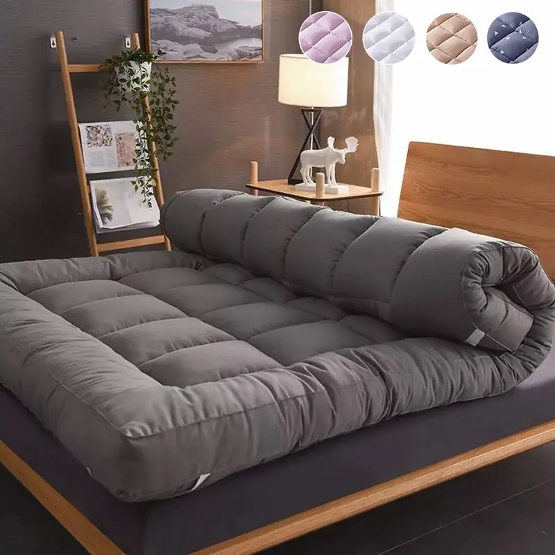 Soft Quilt Feather Mattress Topper Fitted Cooling Breathable Bed Protector Washable College Dorm & Guest Room Must-Have All S...