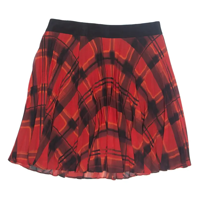 KAREN MILLEN Womens Pleated Skirt Red Short Plaid UK 12