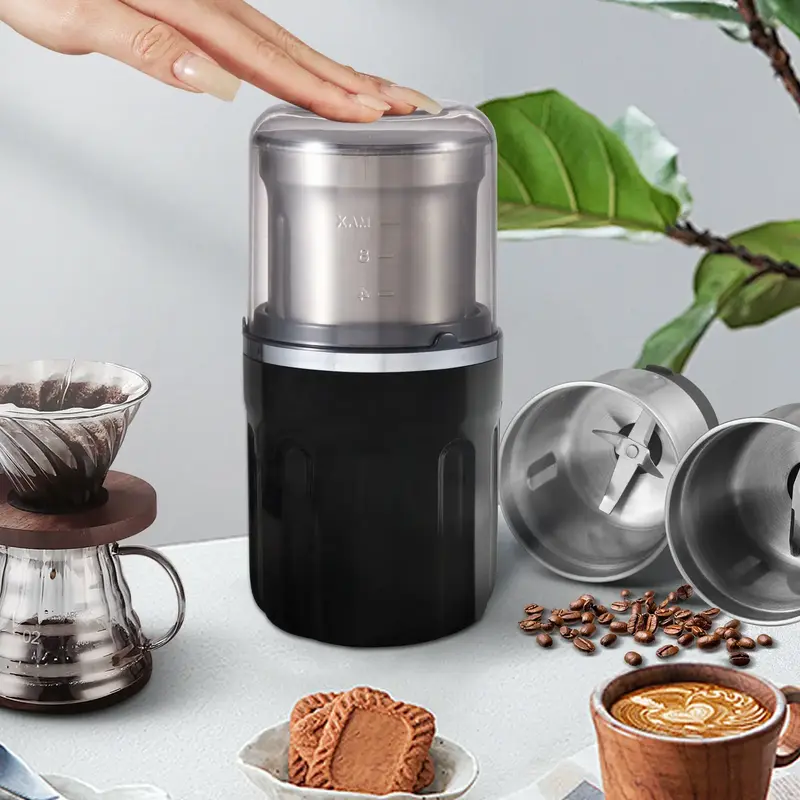 Electric Coffee Grinder Mini Coffee Spice Grinder Strong Power Super Fine Grinding Mill Stainless Steel Blade Mixer with Brus...