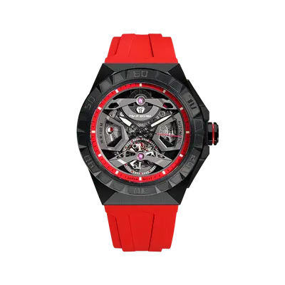 TSAR BOMBA Elemental Series Red Men's Automatic Mechanical Watch 閳ワ拷Stainless Steel Bezel & Case, Skeleton Dial, Sapphi...