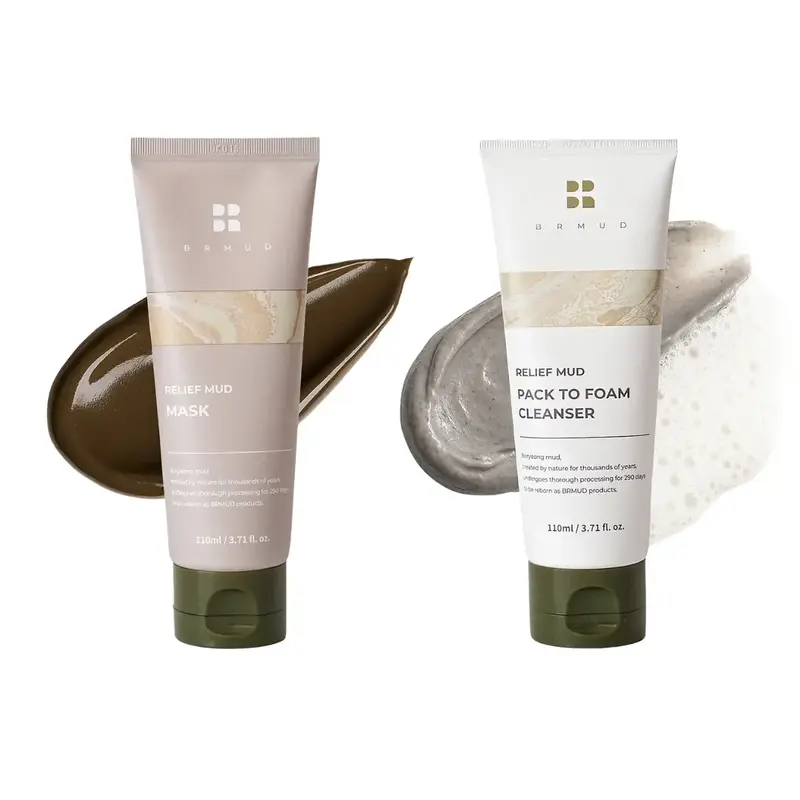 [Official Shop] BRMUD Mud Mask & Cleanser Bundle – Mud and Fresh Water Duo for Deep Cleansing, Pore care & Comfortable Hydr...